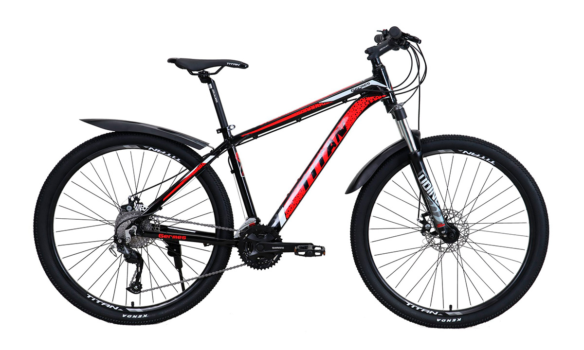 Фотография Велосипед Titan Germes 27,5" 2021, размер М, черно-красный